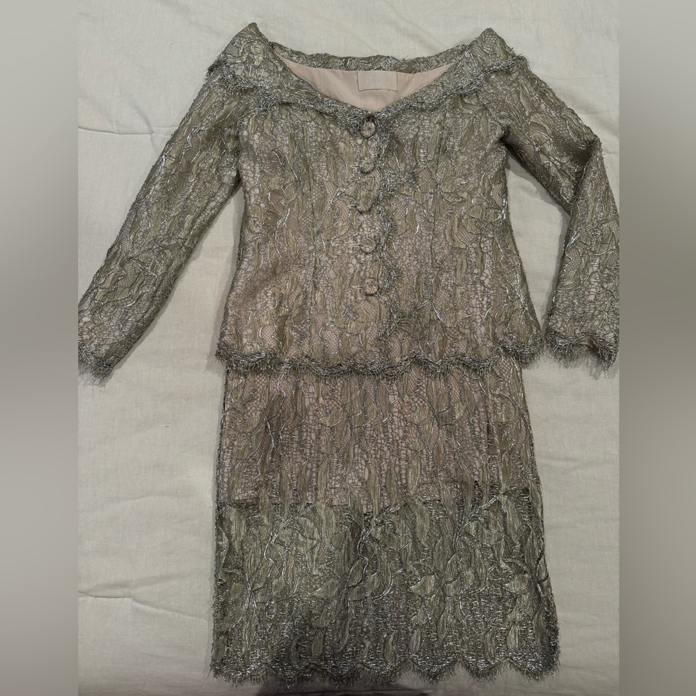 Luisa Beccaria gold lace jacket and skirt size 46 - Picture 6 of 16